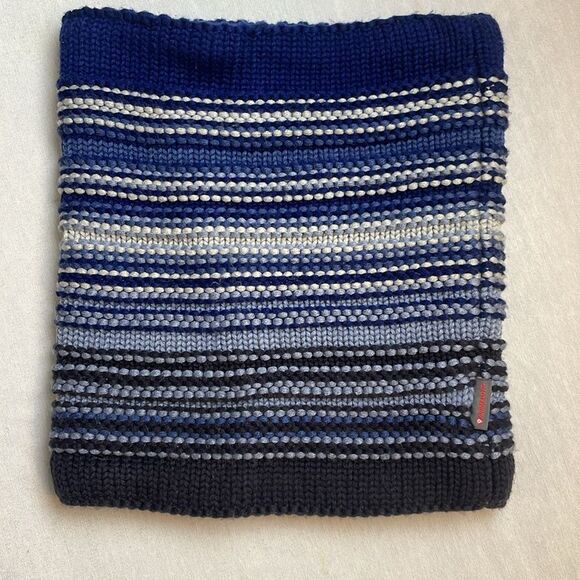 Buff Neck warmer Scarf  knitted sweater outer fleece inner Primaloft Navy Blue - Picture 2 of 6